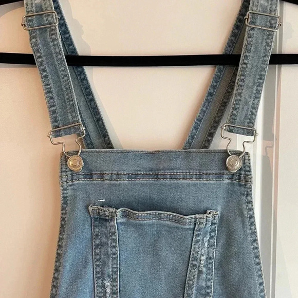 Wax Jeans Shortall Junior size 1XL Overalls Shorts Distressed Y2K - Picture 3 of 8